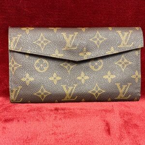 Louis Vuitton Brown and Gold Monogram Envelope Wallet and Checkbook Cover